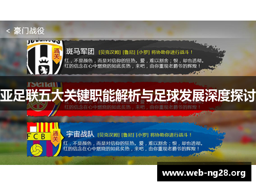 亚足联五大关键职能解析与足球发展深度探讨