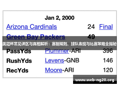 美冠杯常见误区与真相解析:赛制规则、球队表现与比赛策略全揭秘 美冠杯常见误区与真相解析:赛制规则、球队表现与比赛策略全揭秘